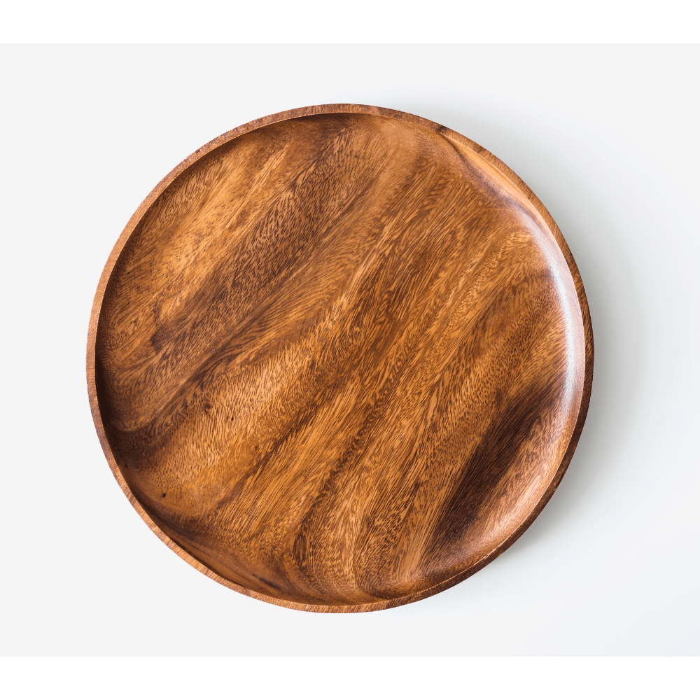 Set de 6 Assiettes Rondes Bois de Noyer 25 cm - The Moroccan Vibrations