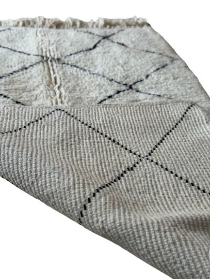 Tapis Azilal Marocain en Laine – Tissé à la Main par Artisans Berbères (Approx 39x59/100 x 150 cm)