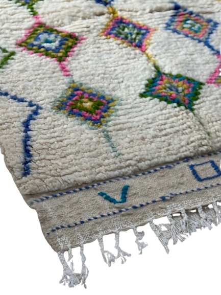 Tapis Azilal Marocain en Laine – Tissé à la Main par Artisans Berbères (Approx 39x59/100 x 150 cm)