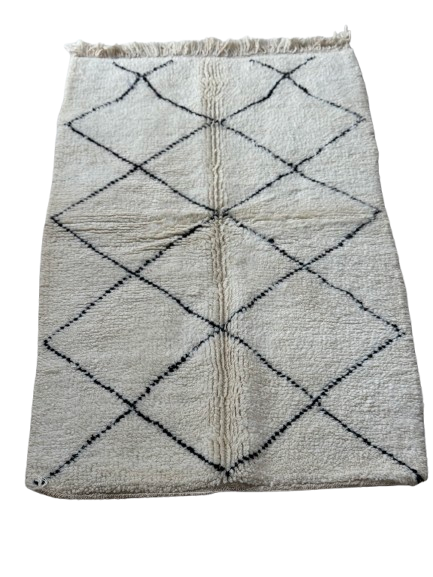 Tapis Azilal Marocain en Laine – Tissé à la Main par Artisans Berbères (Approx 39x59/100 x 150 cm)