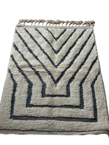 Tapis Azilal Marocain en Laine – Tissé à la Main par Artisans Berbères (Approx 39x59/100 x 150 cm)