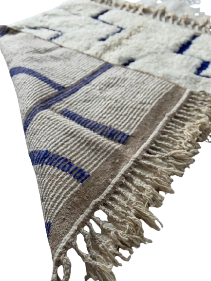 Tapis Azilal Marocain en Laine – Tissé à la Main par Artisans Berbères (Approx 39x59/100 x 150 cm)