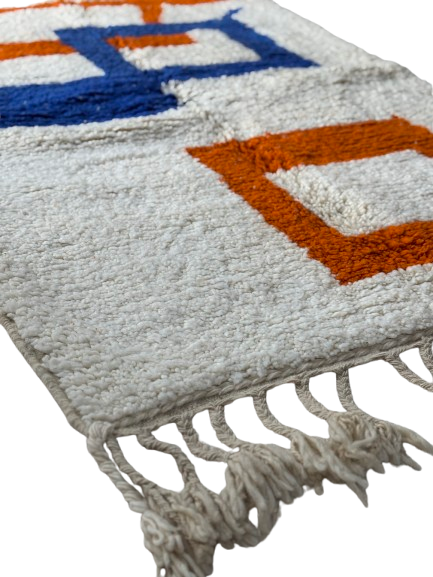 Tapis Azilal Marocain en Laine – Tissé à la Main par Artisans Berbères (Approx 39x59/100 x 150 cm)