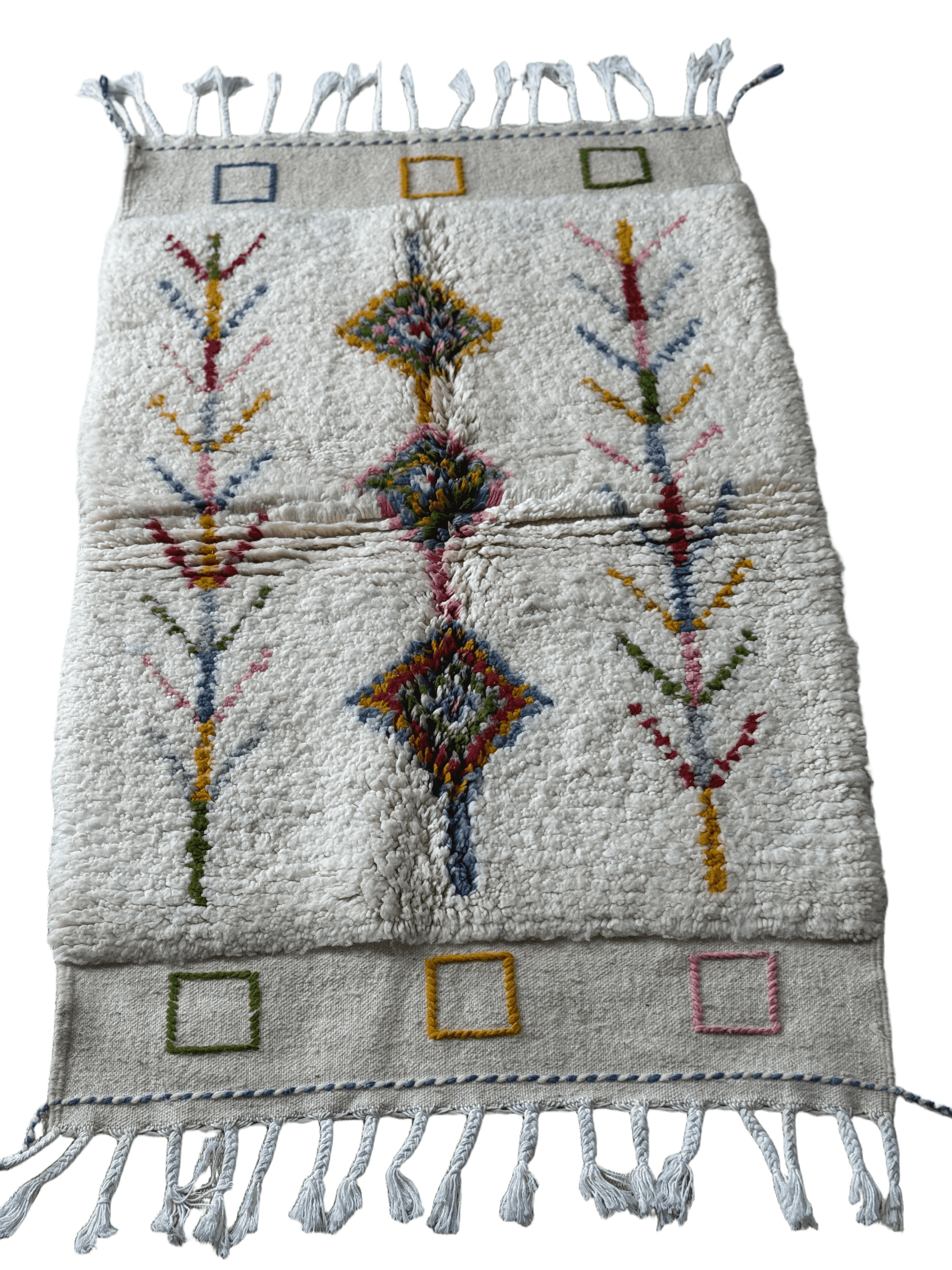 Tapis Azilal Marocain en Laine – Tissé à la Main par Artisans Berbères (Approx 39x59/100 x 150 cm) - The Moroccan Vibrations