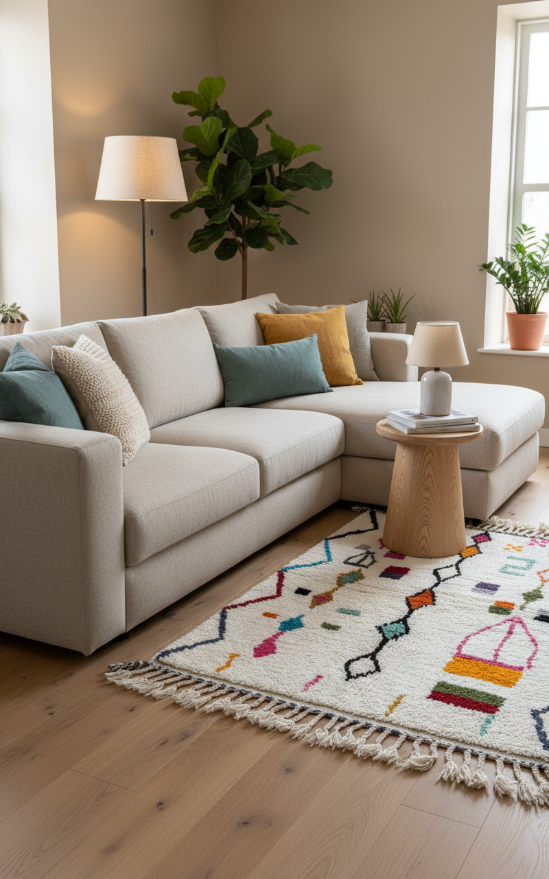 Tapis Azilal Marocain en Laine – Tissé à la Main par Artisans Berbères (Approx 39x59/100 x 150 cm) - The Moroccan Vibrations