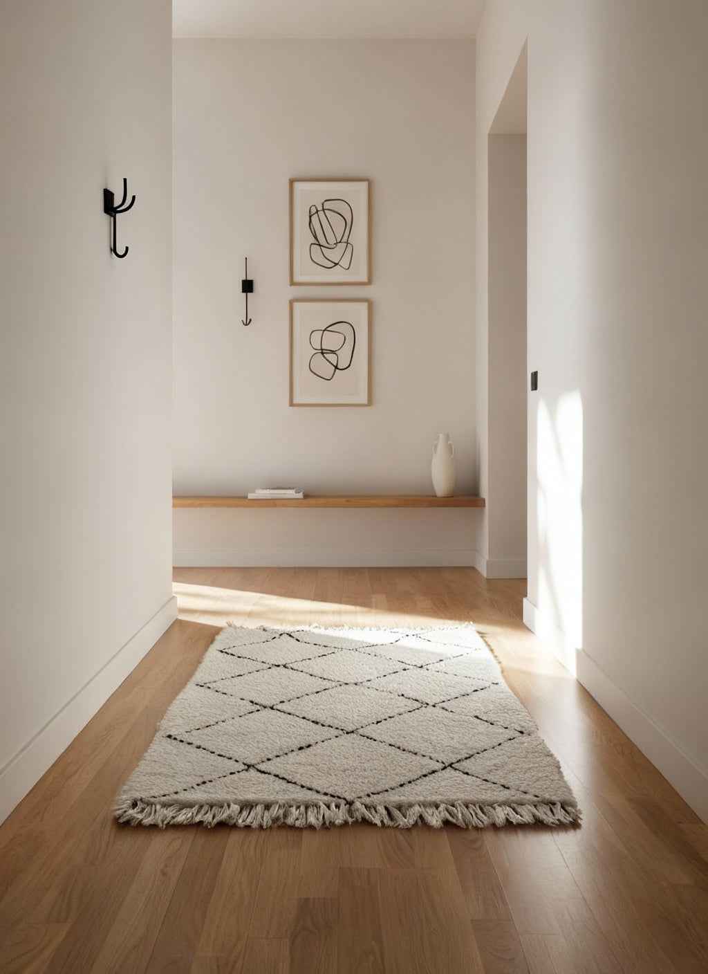 Tapis Azilal Marocain en Laine – Tissé à la Main par Artisans Berbères (Approx 39x59/100 x 150 cm)