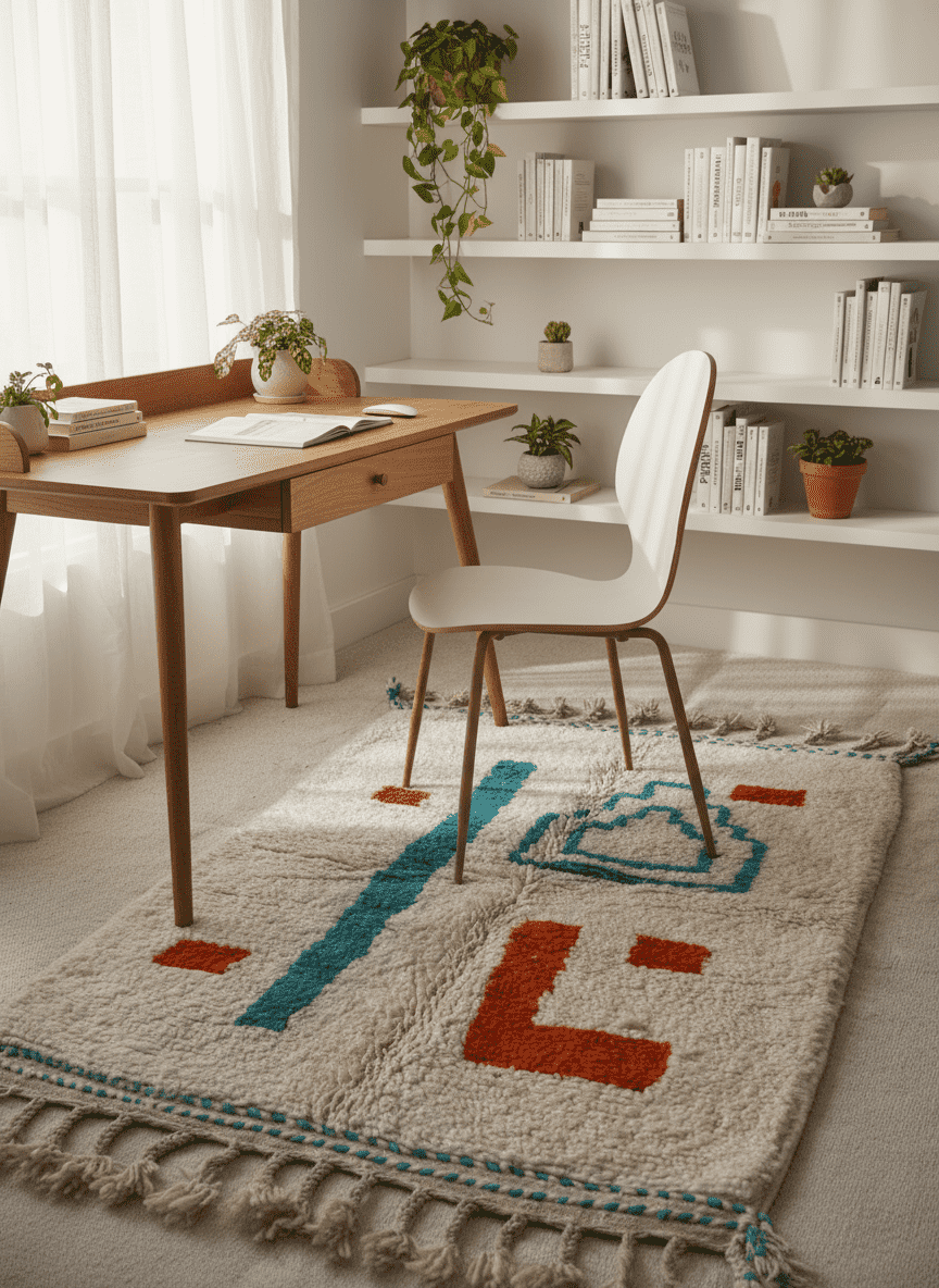 Tapis Azilal Marocain en Laine – Tissé à la Main par Artisans Berbères (Approx 39x59/100 x 150 cm) - The Moroccan Vibrations