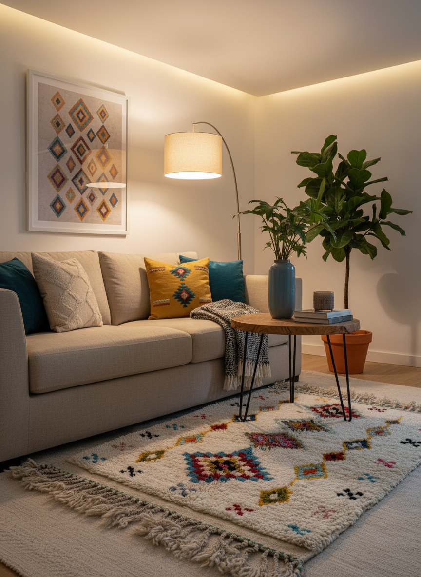 Tapis Azilal Marocain en Laine – Tissé à la Main par Artisans Berbères (Approx 39x59/100 x 150 cm) - The Moroccan Vibrations