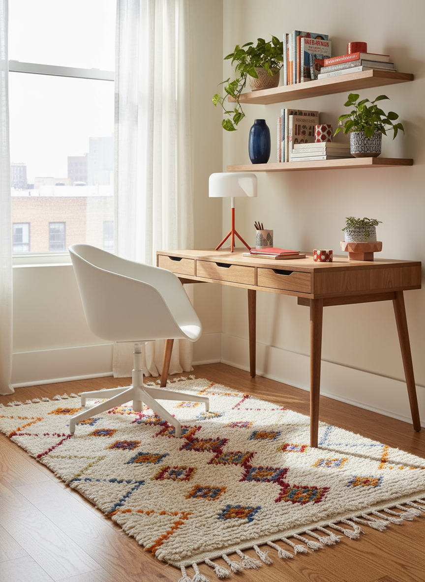 Tapis Azilal Marocain en Laine – Tissé à la Main par Artisans Berbères (Approx 39x59/100 x 150 cm) - The Moroccan Vibrations