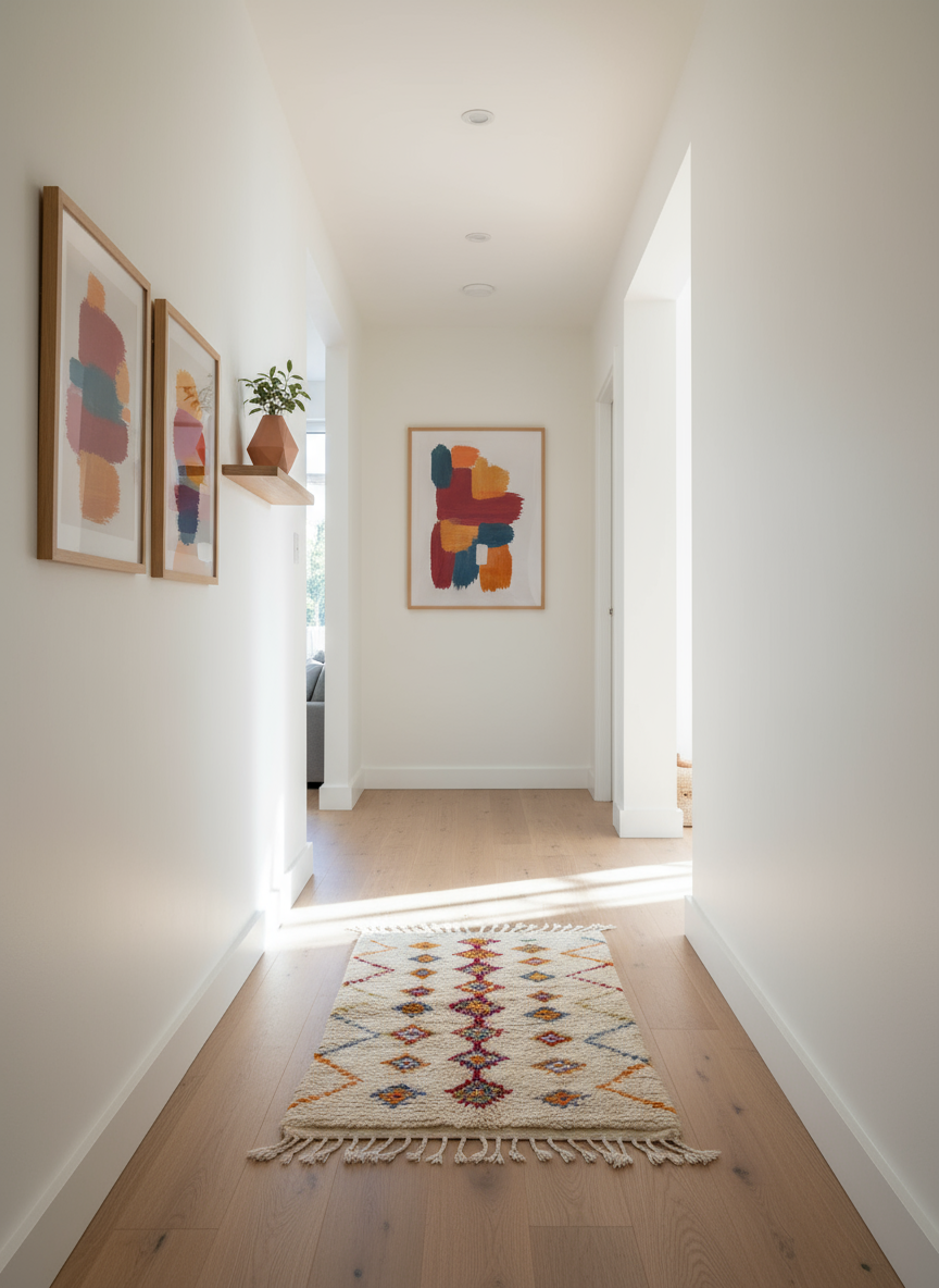 Tapis Azilal Marocain en Laine – Tissé à la Main par Artisans Berbères (Approx 39x59/100 x 150 cm) - The Moroccan Vibrations