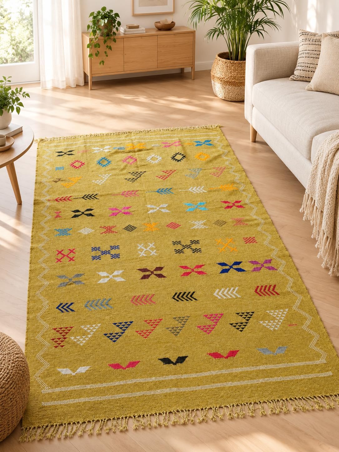 Tapis berbère jaune moutarde – photo 3