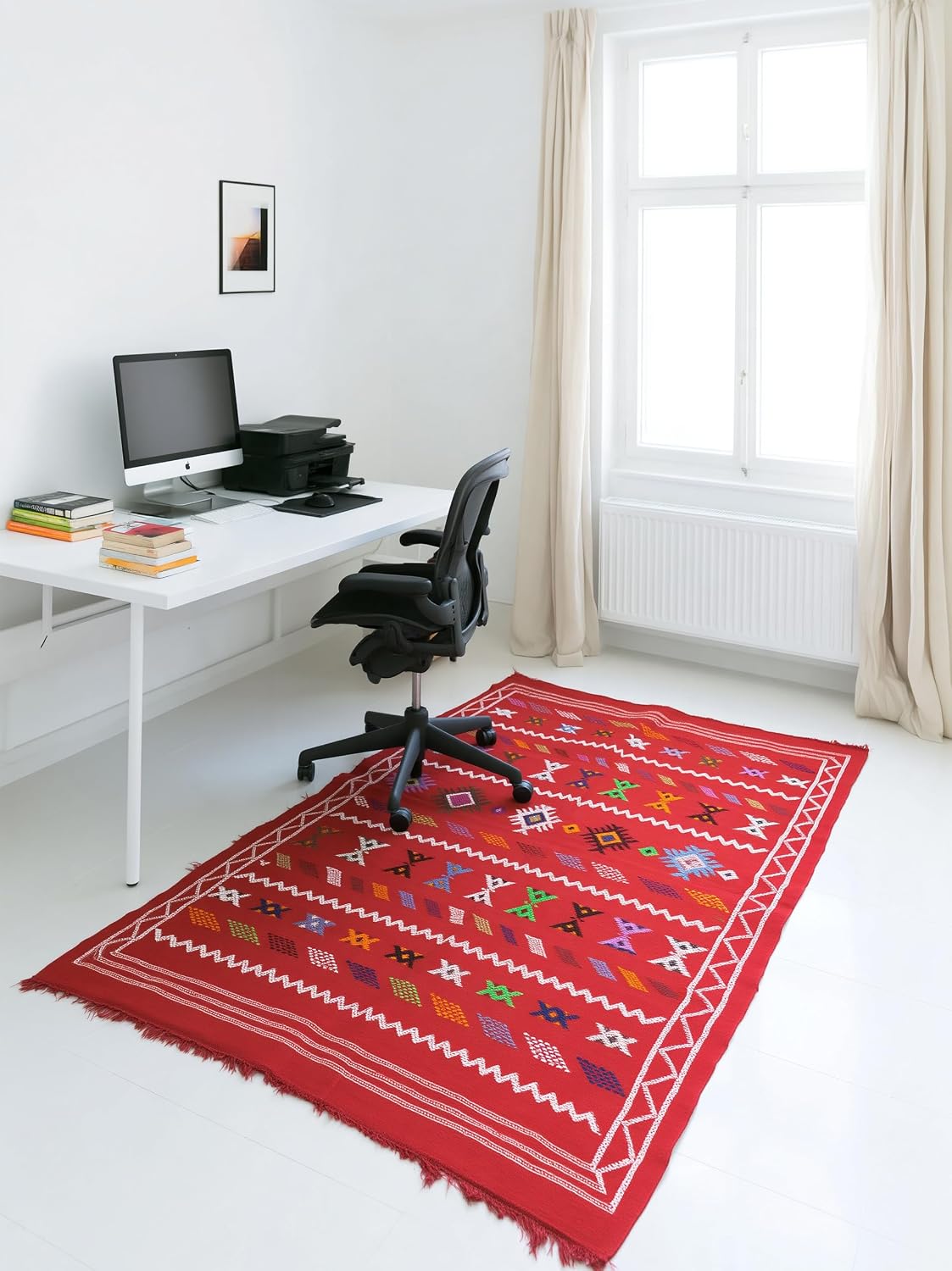Tapis berbère rouge double zigzag – photo 3