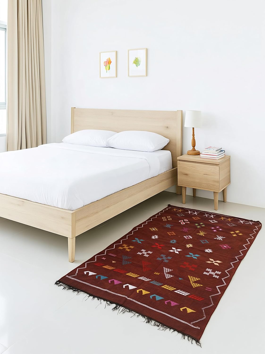 Tapis berbère marron bordeaux – photo 3