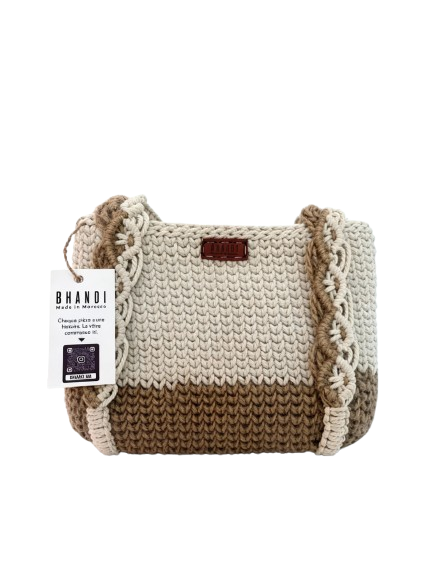 Ensemble "Goffa Macramé" Blanc – Sac à main & Pochette assortie + accessoires