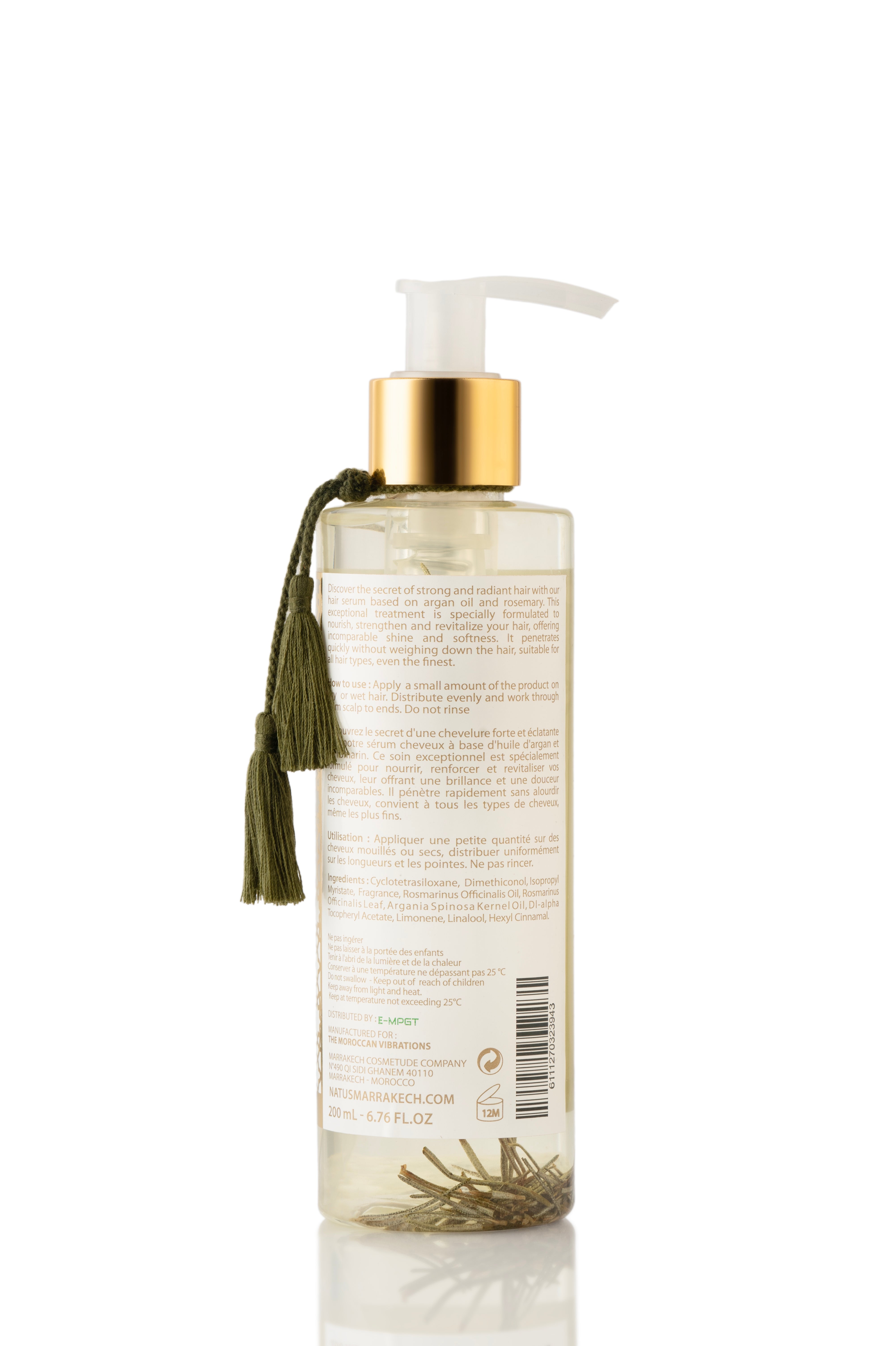 Sérum Cheveux à l'Huile d'Argan et Romarin 200ML