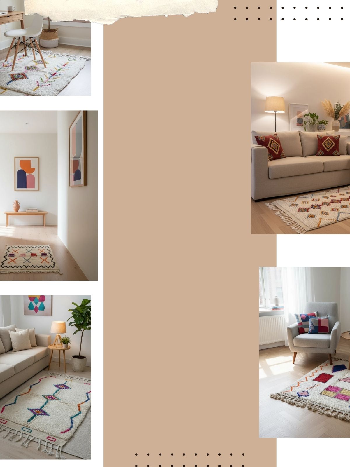 Collage de salons décorés de tapis berbères