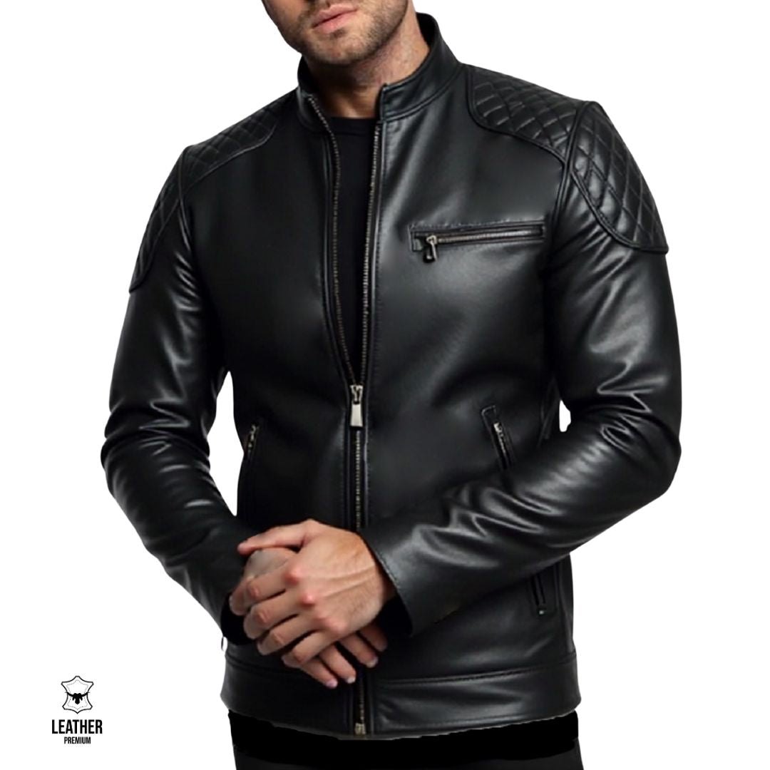 Vanguard — Blouson Cuir Épaules Matelassées