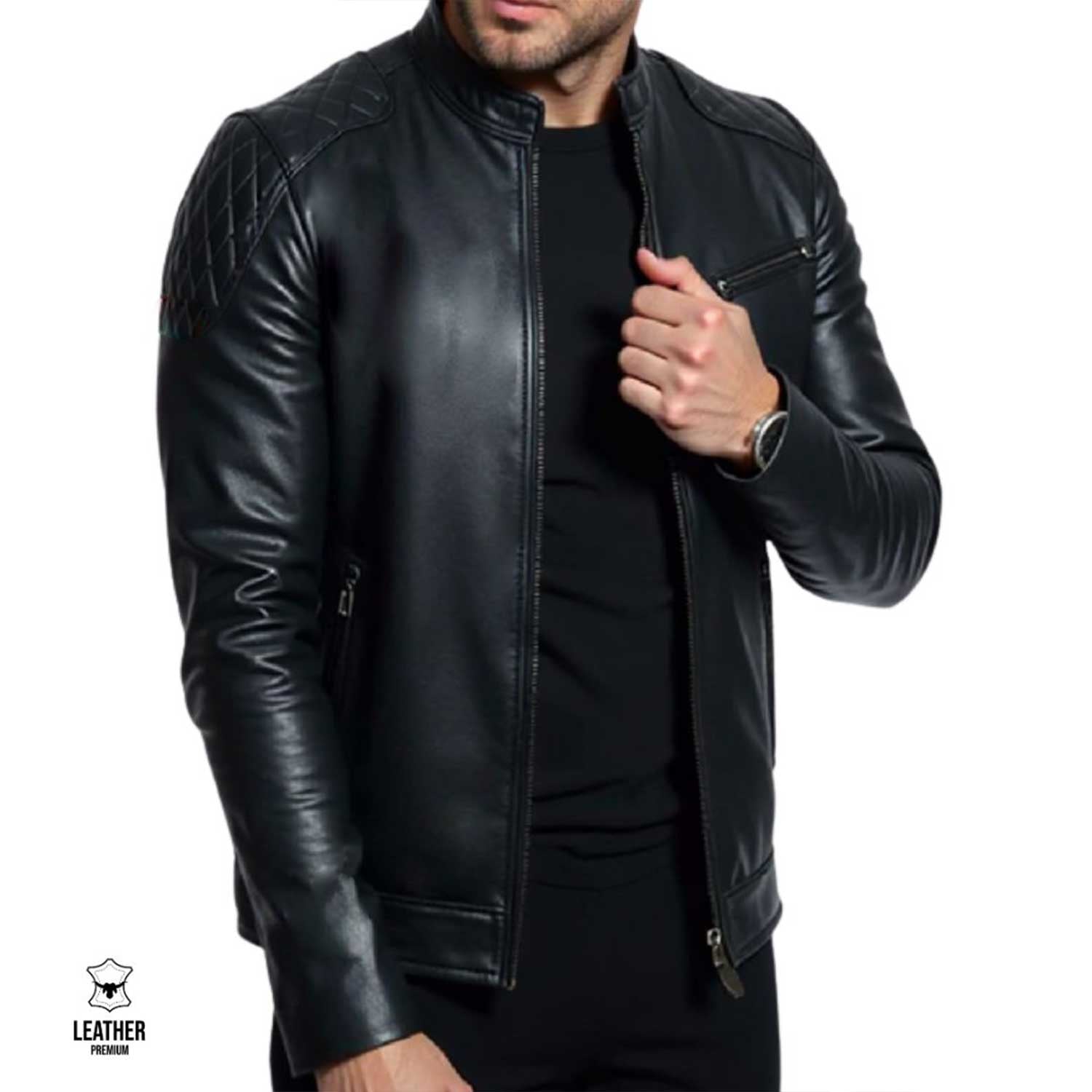 Vanguard — Blouson Cuir Épaules Matelassées