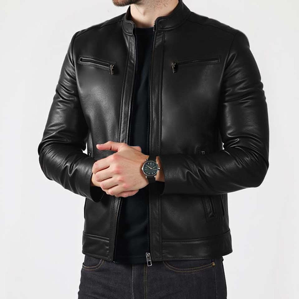 L’Essentiel Noir — Blouson Cuir Col Officier