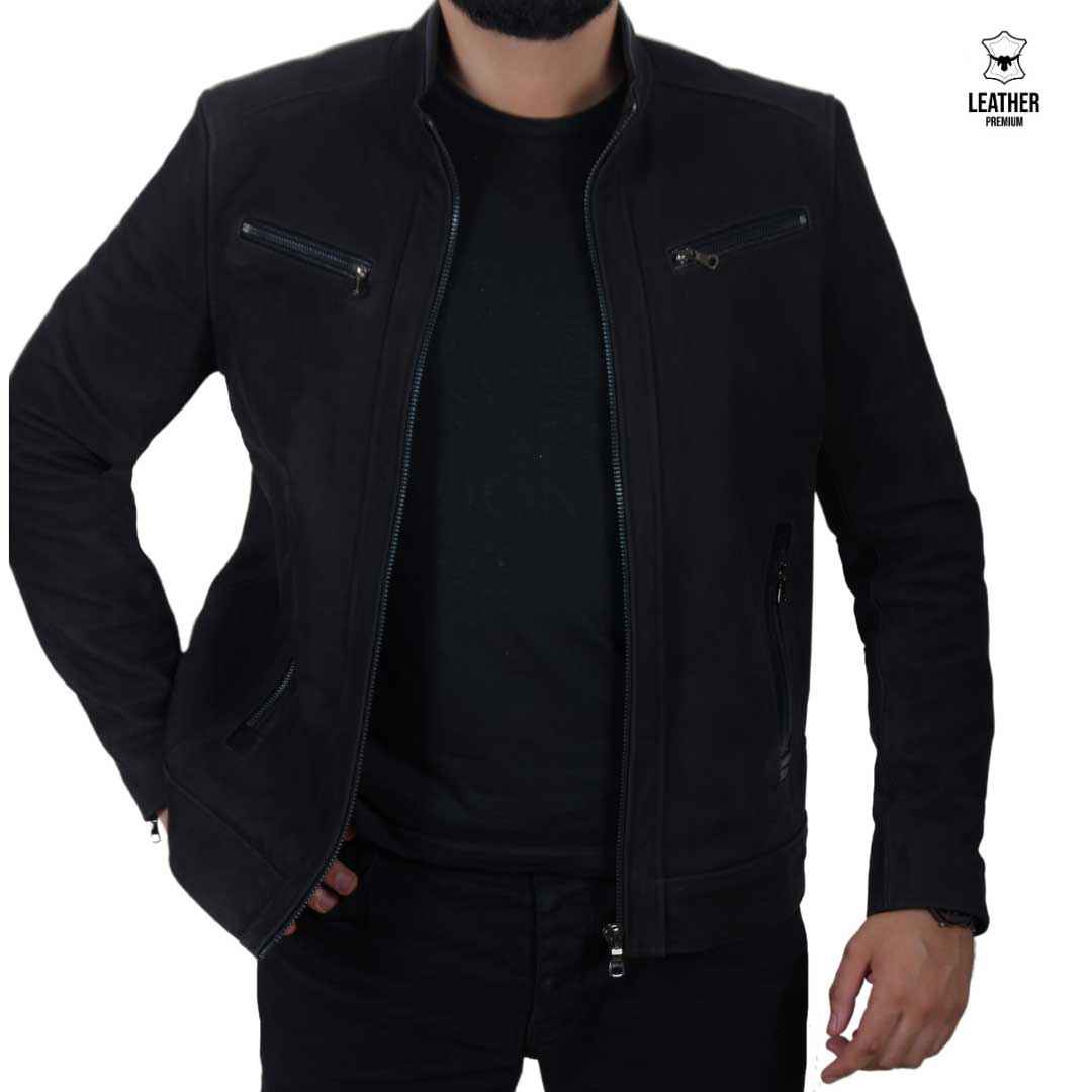 Suede Noir — Blouson Cuir Nubuck Homme