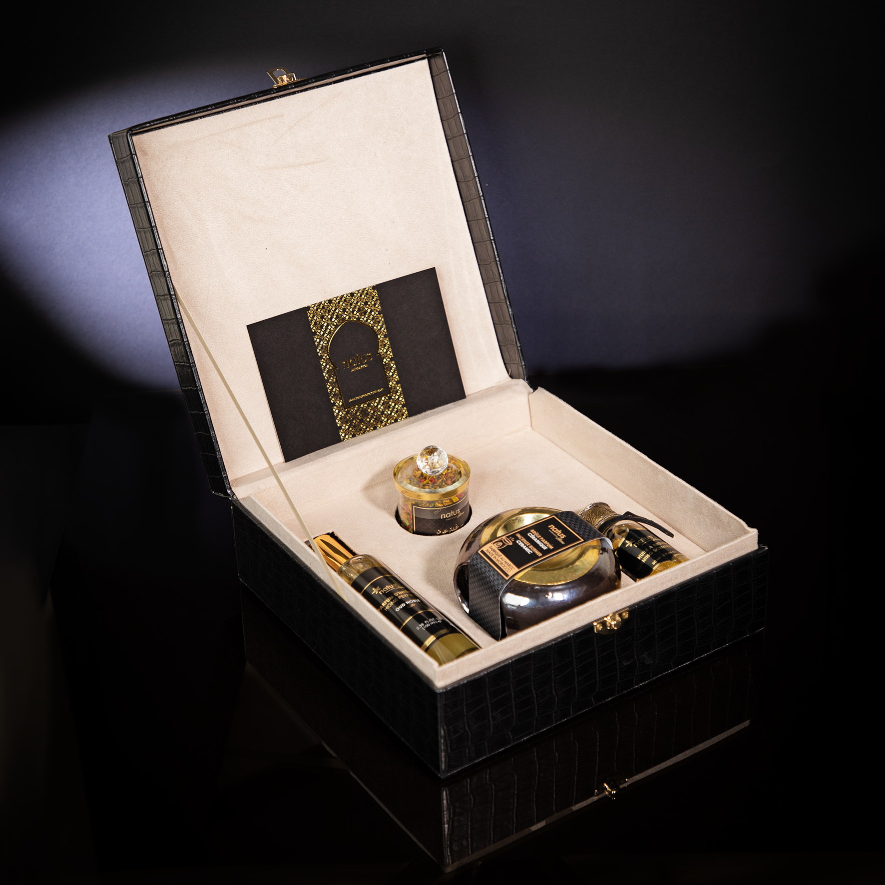 Coffret Parfum d'intérieur "Noble" – Parfum Oud & Encens Serghina d’Exception