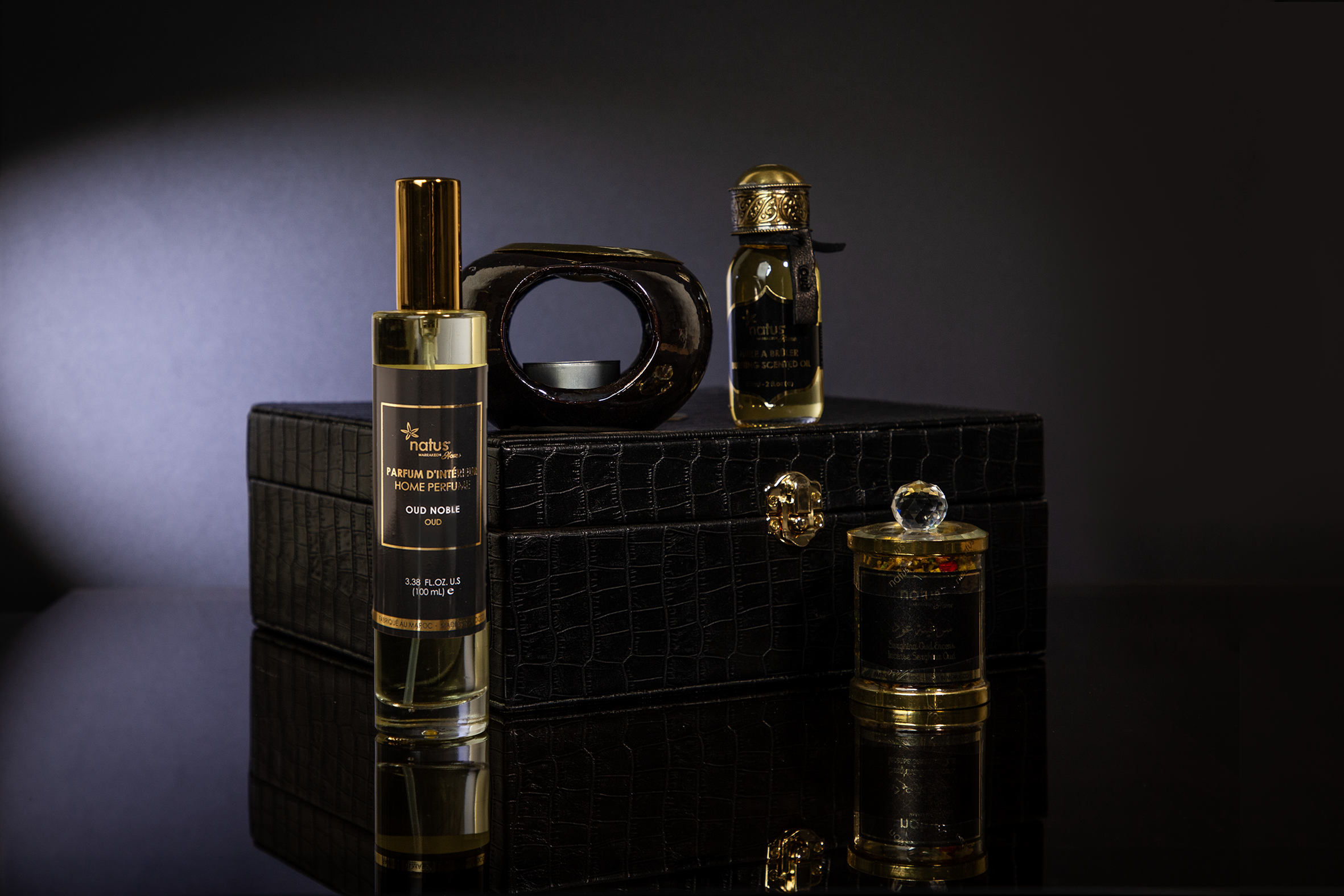 Coffret Parfum d'intérieur "Noble" – Parfum Oud & Encens Serghina d’Exception