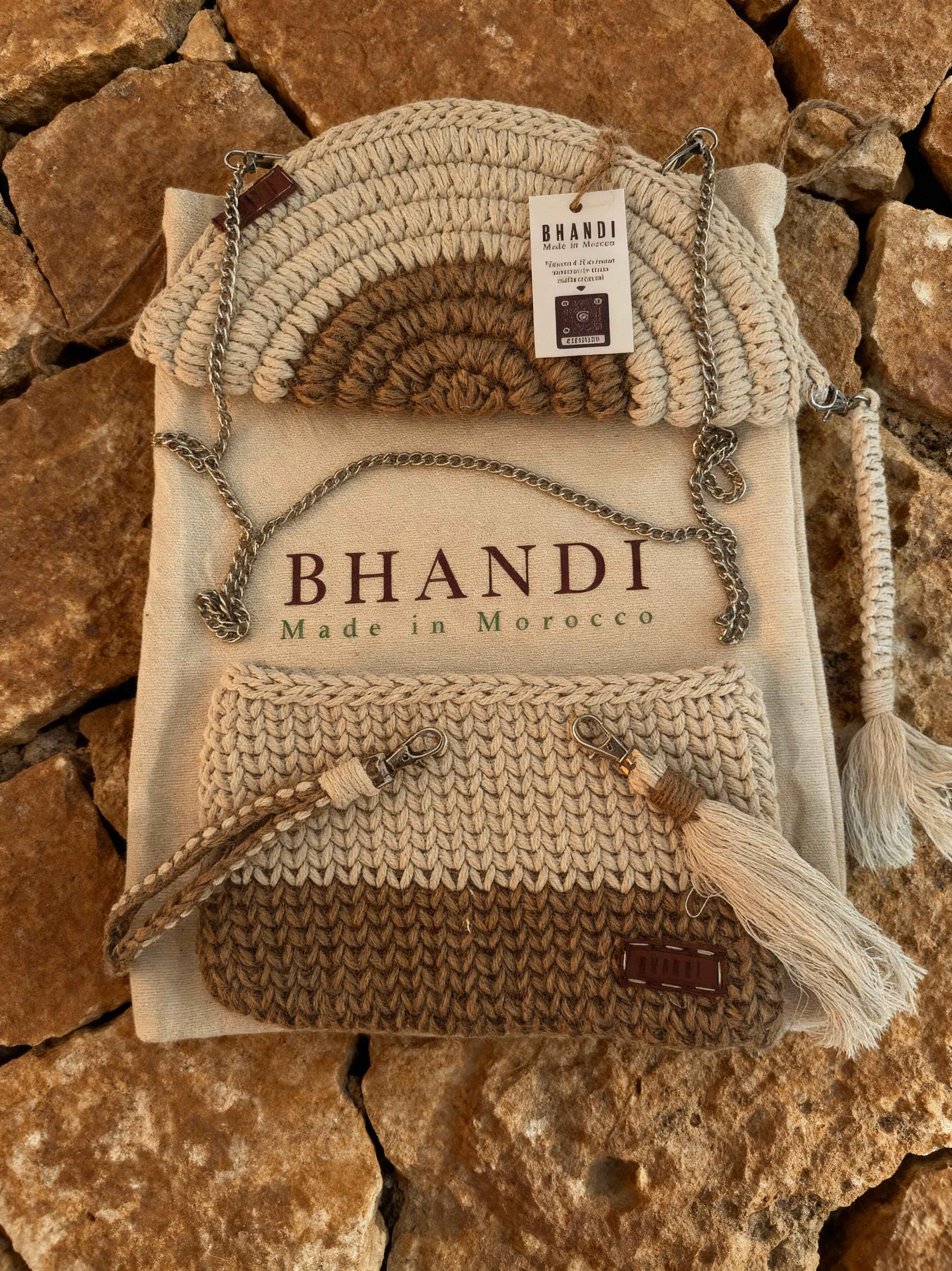 Ensemble "Goffa Half Moon" Blanc – Sac à main & Pochette assortie + accessoires