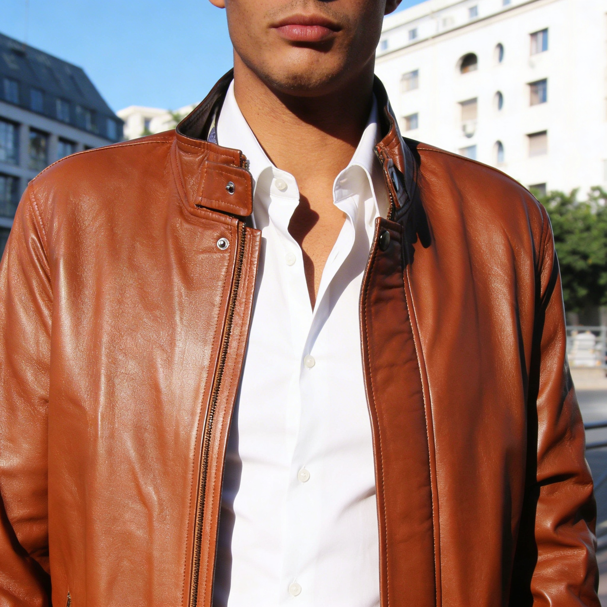 Veste Homme en Cuir Véritable – Modèle HUGO – Artisanat Marocain - The Moroccan Vibrations