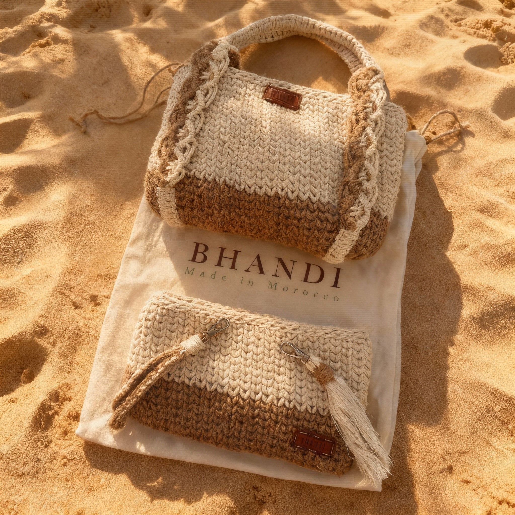 Set „Goffa Makrame Bijeli“ – ženska torba & clutch + dodaci