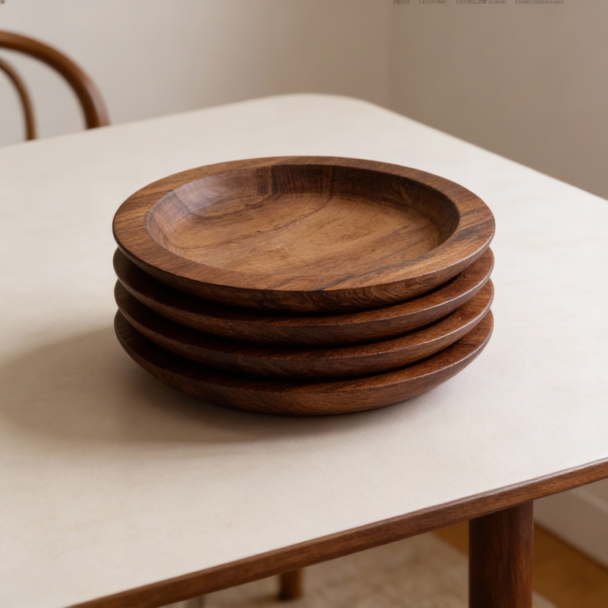 Set de 4 Assiettes creuses Bois de Noyer 25 cm - The Moroccan Vibrations