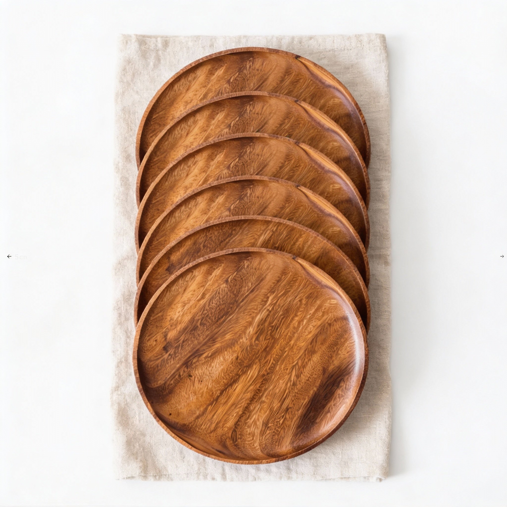 Set de 6 Assiettes Rondes Bois de Noyer 25 cm - The Moroccan Vibrations