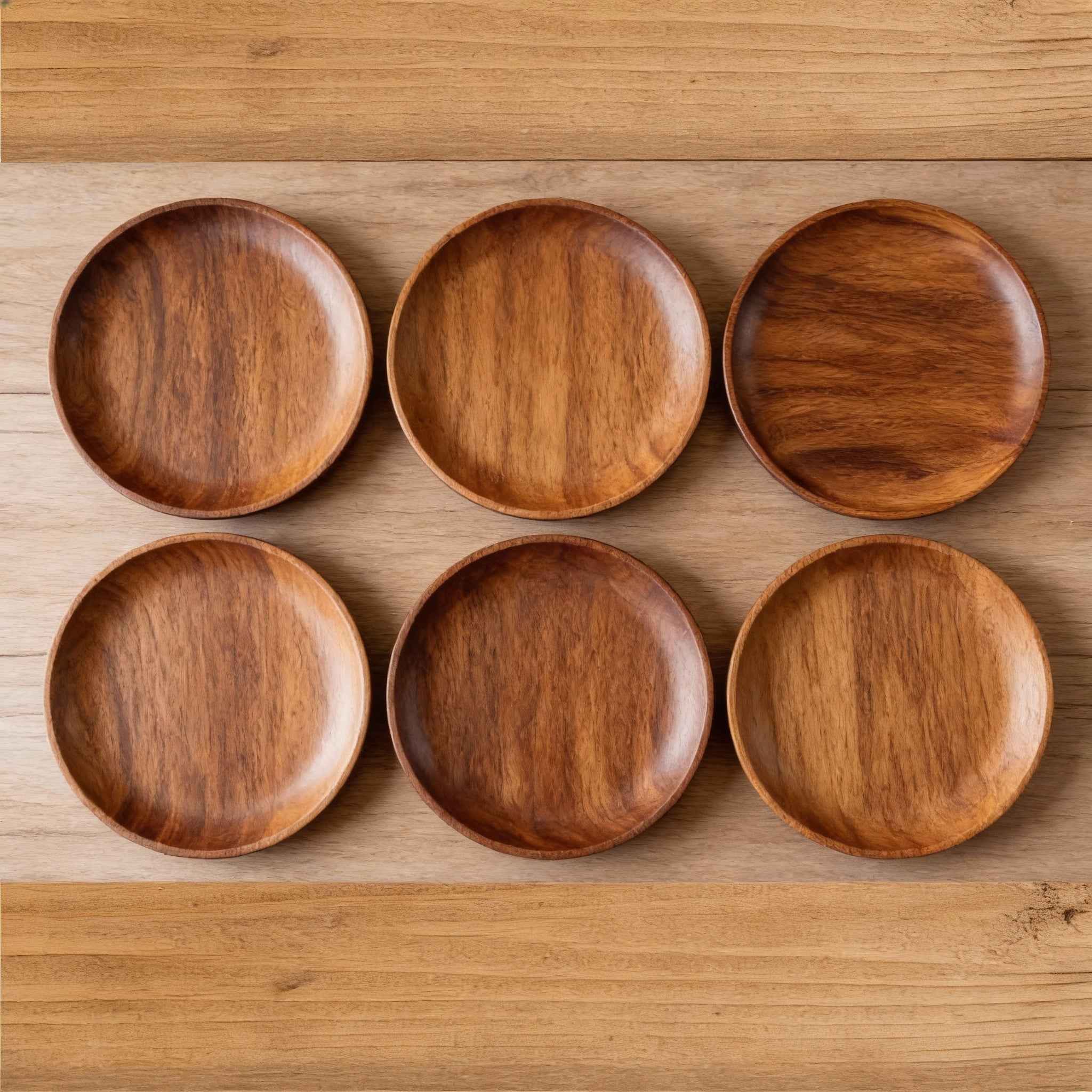 Set de 6 Assiettes Rondes Bois de Noyer 20 cm (Copie)