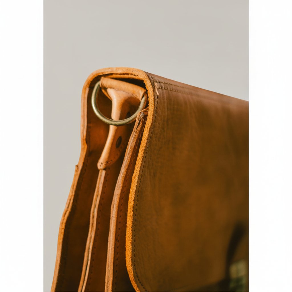 Cartable en Cuir Marron avec Bandoulière 40 cm
