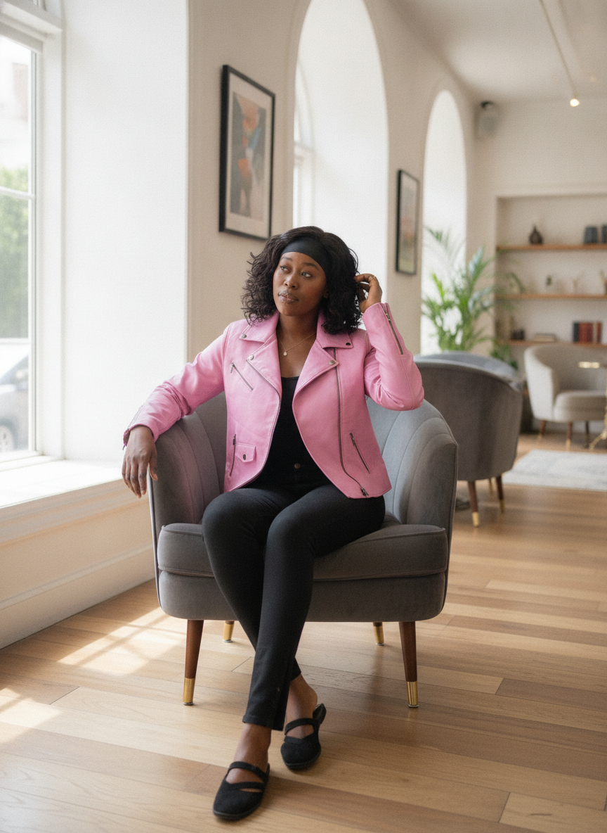 Blouson Cuir Femme Rose Perfecto Panthère – Orgacuir