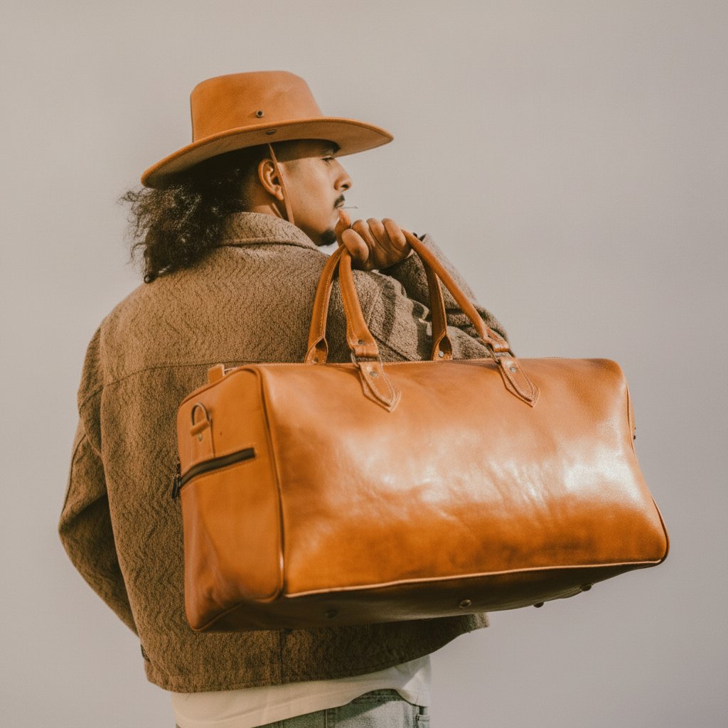 Sac de Voyage en Cuir Marron 56 cm