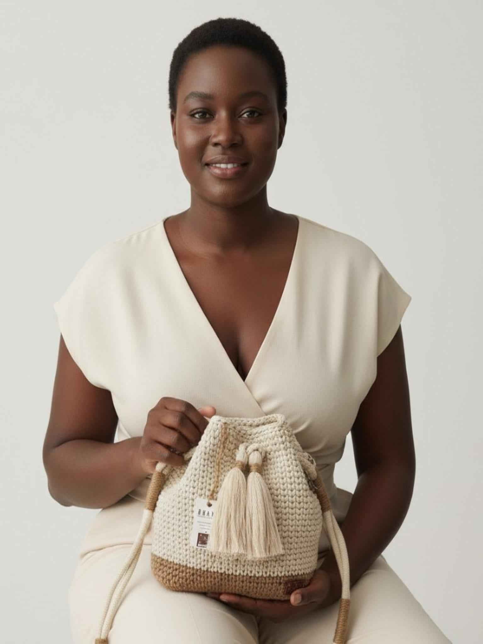 Ensemble "Goffa Buck" Blanc – Sac à main & Pochette assortie + accessoires