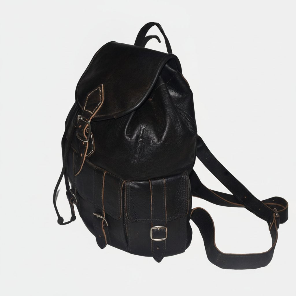 Sac à Dos en Cuir avec Poches et Bretelles Réglables