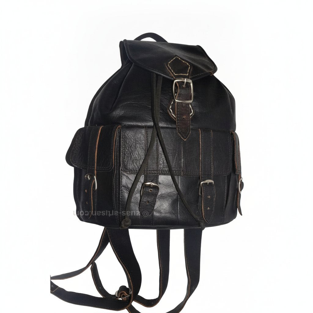 Sac à Dos en Cuir avec Poches et Bretelles Réglables