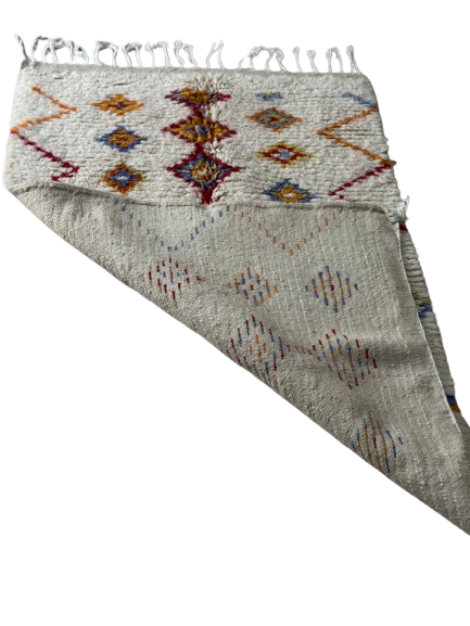 Tapis Azilal Marocain en Laine – Tissé à la Main par Artisans Berbères (Approx 39x59/100 x 150 cm)