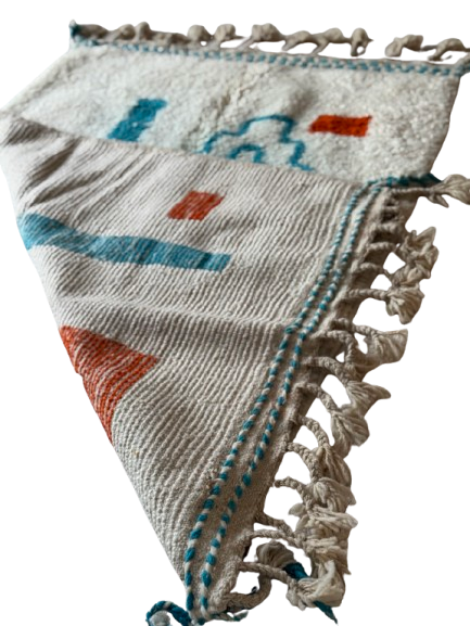 Tapis Azilal Marocain en Laine – Tissé à la Main par Artisans Berbères (Approx 39x59/100 x 150 cm)
