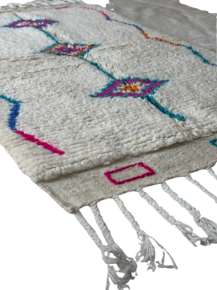 Tapis Azilal Marocain en Laine – Tissé à la Main par Artisans Berbères (Approx 39x59/100 x 150 cm)
