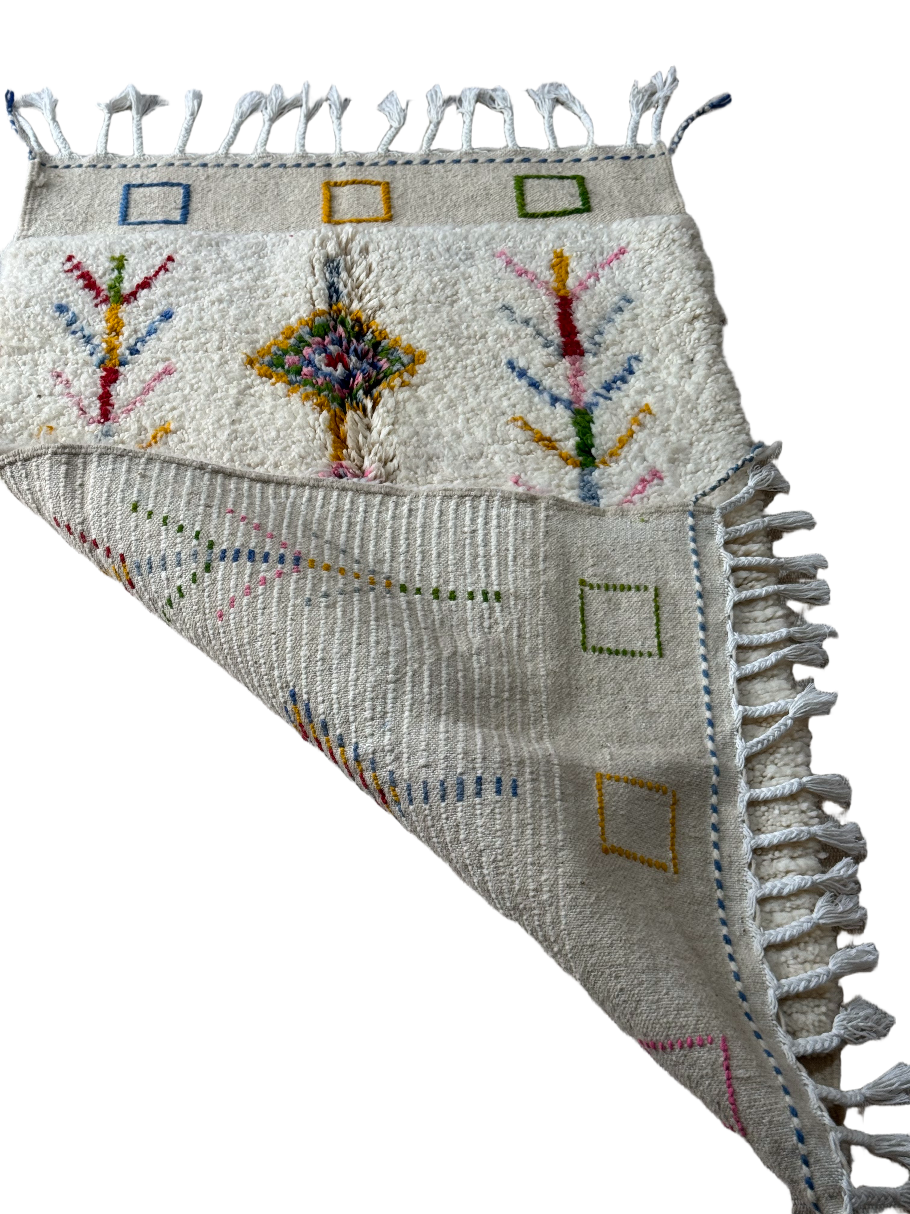 Tapis Azilal Marocain en Laine – Tissé à la Main par Artisans Berbères (Approx 39x59/100 x 150 cm)