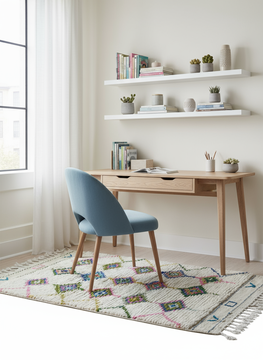 Tapis Azilal Marocain en Laine – Tissé à la Main par Artisans Berbères (Approx 39x59/100 x 150 cm)