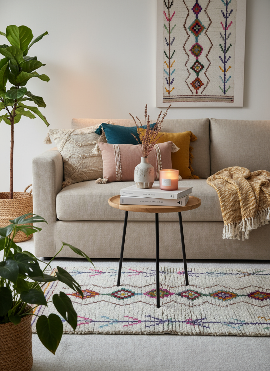 Tapis Azilal Marocain en Laine – Tissé à la Main par Artisans Berbères (Approx 39x59/100 x 150 cm)