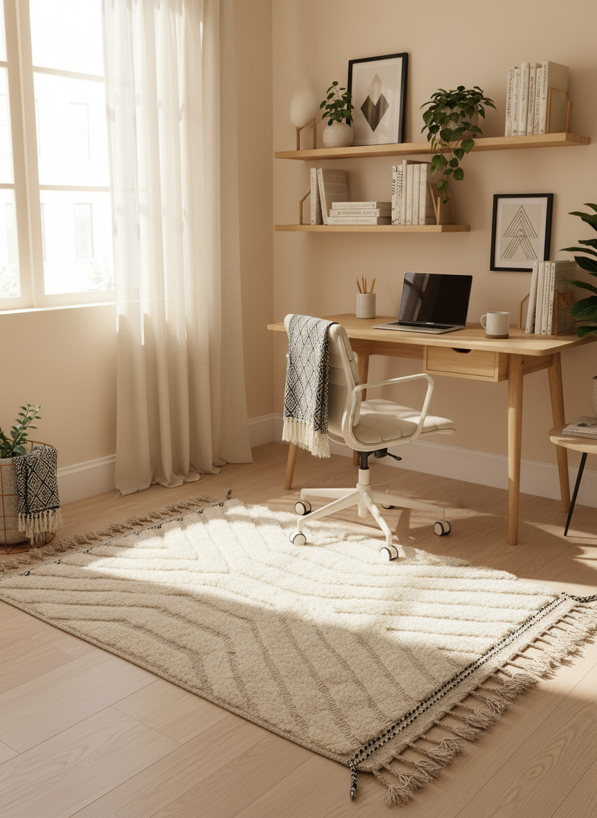 Tapis Azilal Marocain en Laine – Tissé à la Main par Artisans Berbères (Approx 39x59/100 x 150 cm)