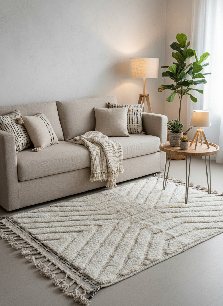 Tapis Azilal Marocain en Laine – Tissé à la Main par Artisans Berbères (Approx 39x59/100 x 150 cm)