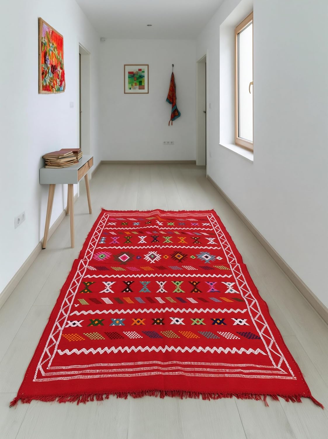 Tapis berbère rouge double zigzag – photo 4