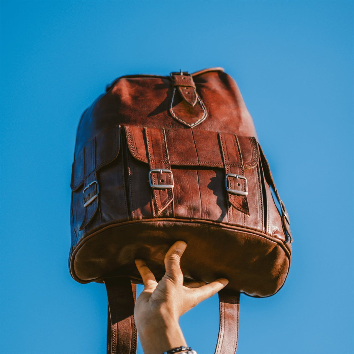 Sac à Dos en Cuir avec Poches et Bretelles Réglables
