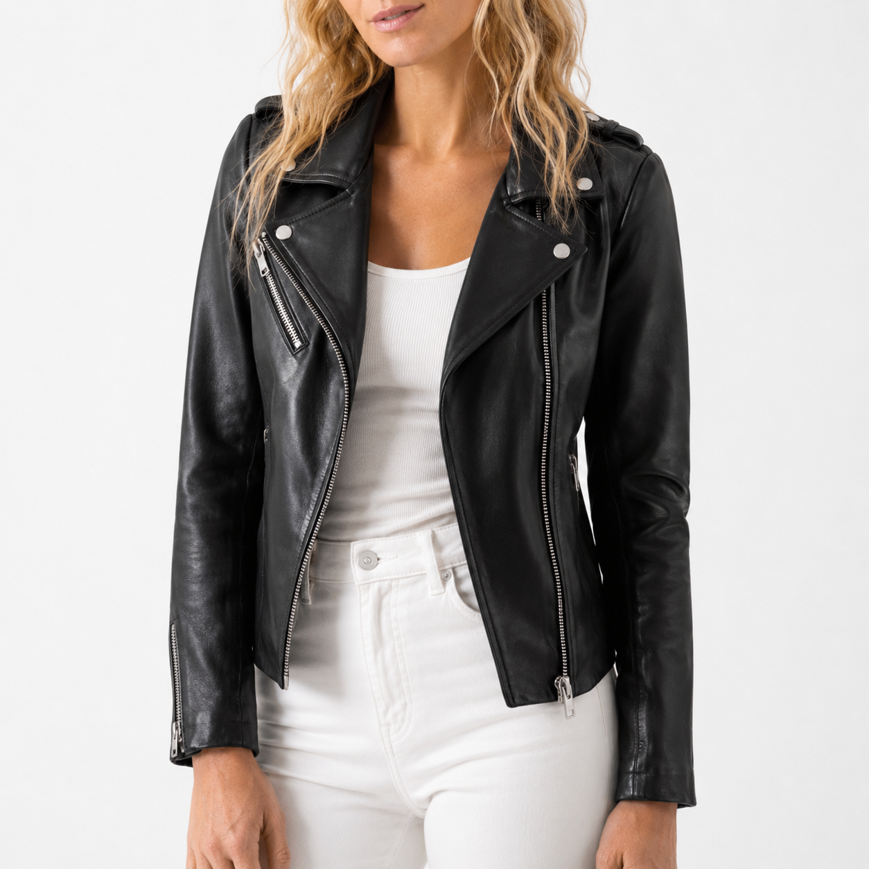 Blouson Cuir Biker Femme