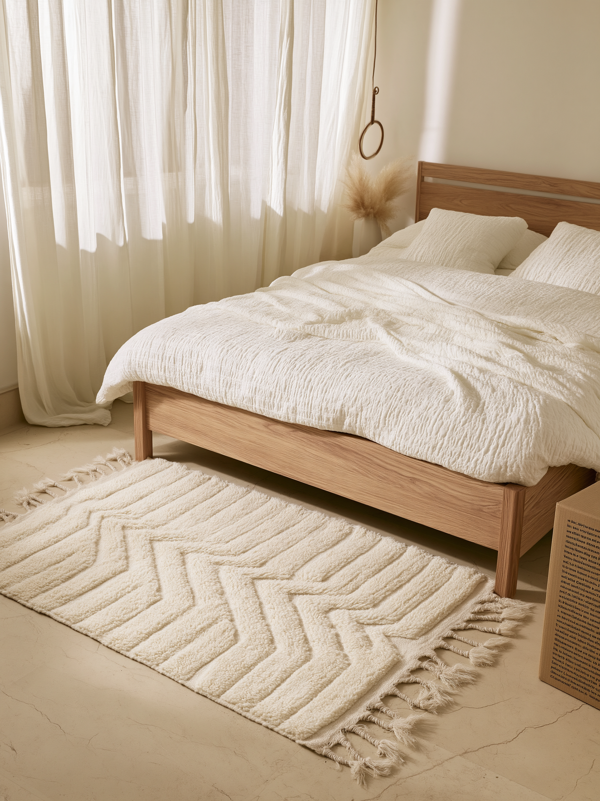 Tapis berbère marocain en laine fait main avec motifs traditionnels, dimensions environ 39x59 cm, par HOUSE OF BERBER RUGS